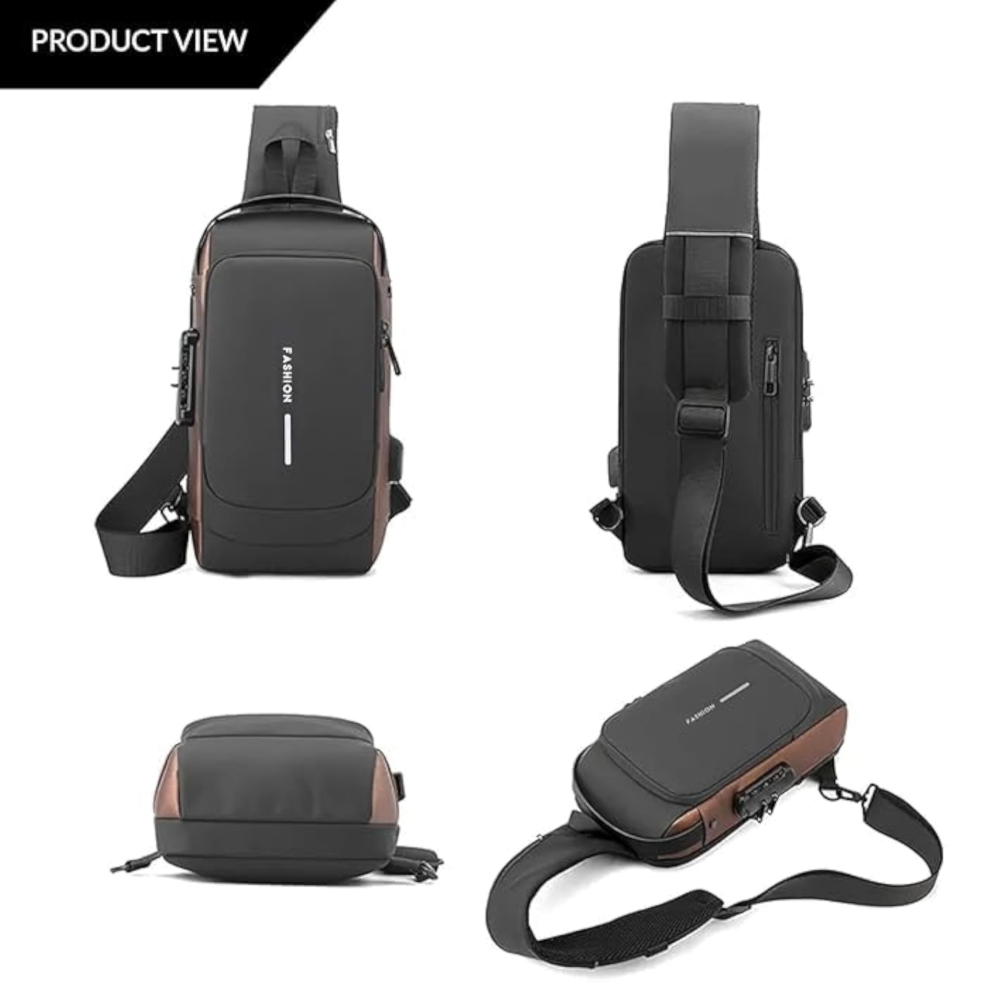 Waterproof Polyester Unisex Sling Bag, Anti-Theft